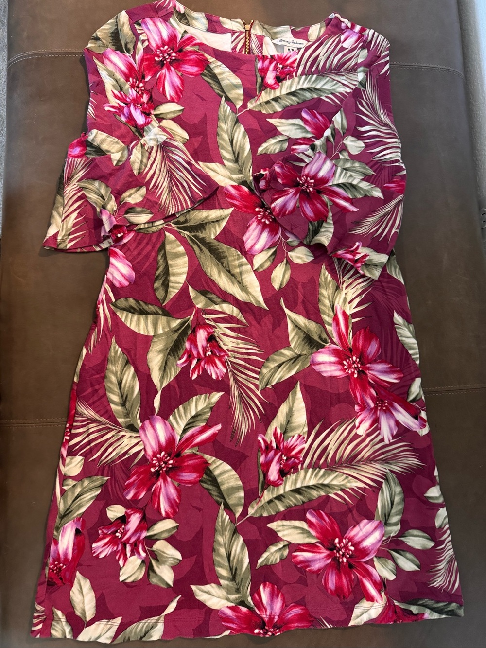 Tommy Bahama Floral Cold-Shoulder A-Line Dress in Berry